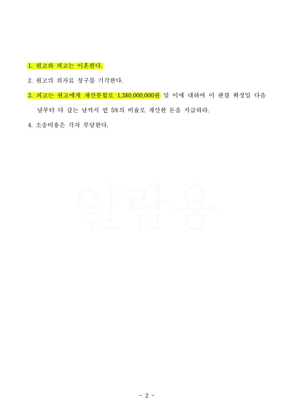 혼인기간 33년 전업주부, 재산분할 65%(총 40억) 인정받고 이혼 승소 — 사례 자료 5