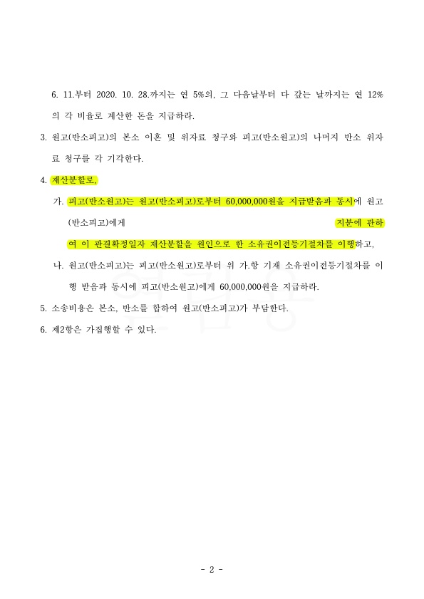 가족에 대한 차용금 채무를 인정받아 재산분할 승소 — 사례 자료 6