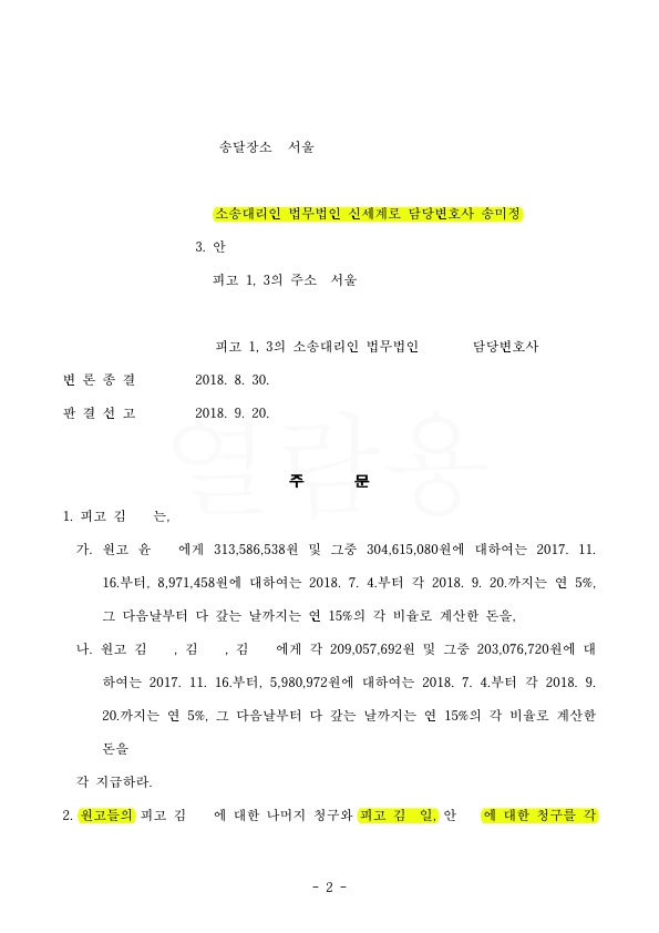 D566C3560FEAAA30E2EA353042E72B9F_2.jpg 유류분 반환소송에서 피고 대리하여 원고청구 기각시킴 — 사례 자료 5