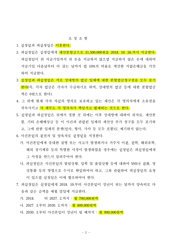 채무는 남편이 부담하고 재산분할 3100만원 받아오는 것으로 승소 — 사례 자료 6