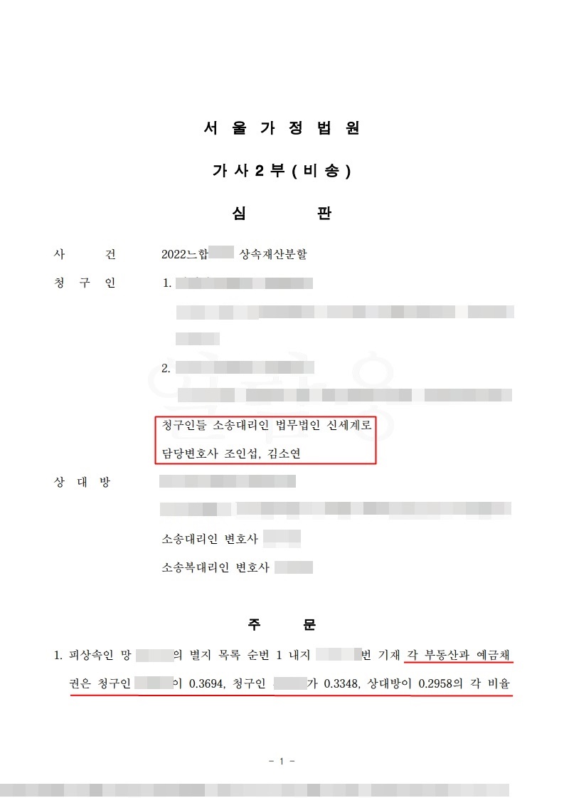 상속분할 합의 무효, 특별수익 4억 인정으로 청구인 재산분할 승소 — 사례 자료 4