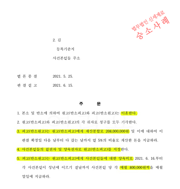상대방이 주장하는 특유재산도 포함되어 재산분할 30% 인정받아 이혼 승소 — 사례 자료 5