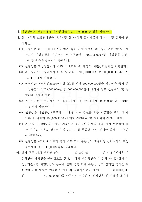 재산분할로 12억원 인정 — 사례 자료 5