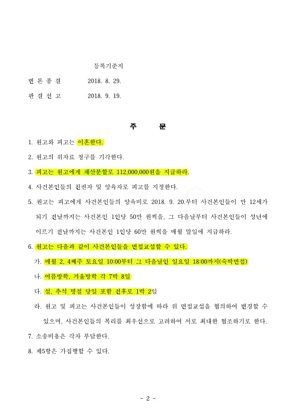 혼인기간 8년 특유재산에 대해 30% 재산분할 인정됨 — 사례 자료 6
