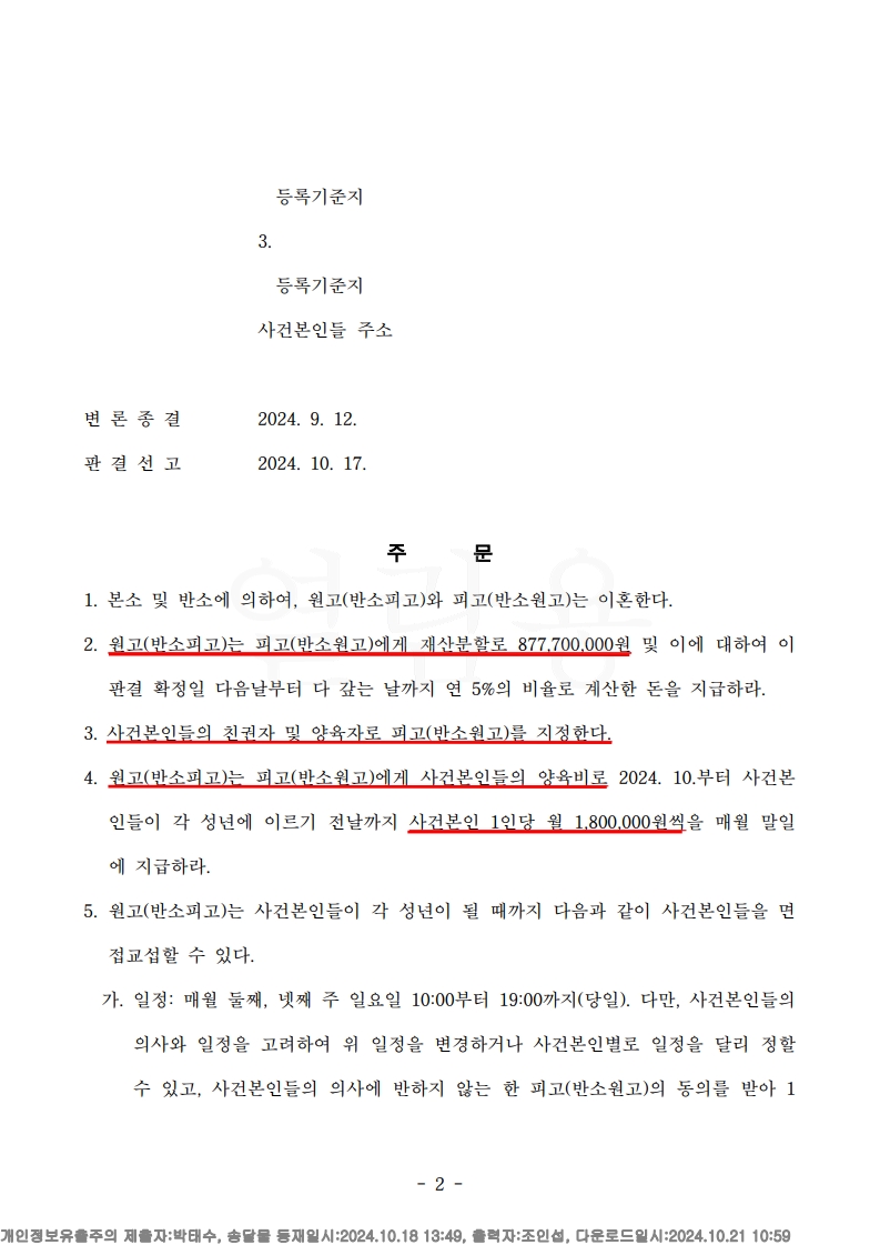 전문직 남편에 맞선 전업주부의 승소, 재산분할 45%와 양육권 확보 — 사례 자료 6