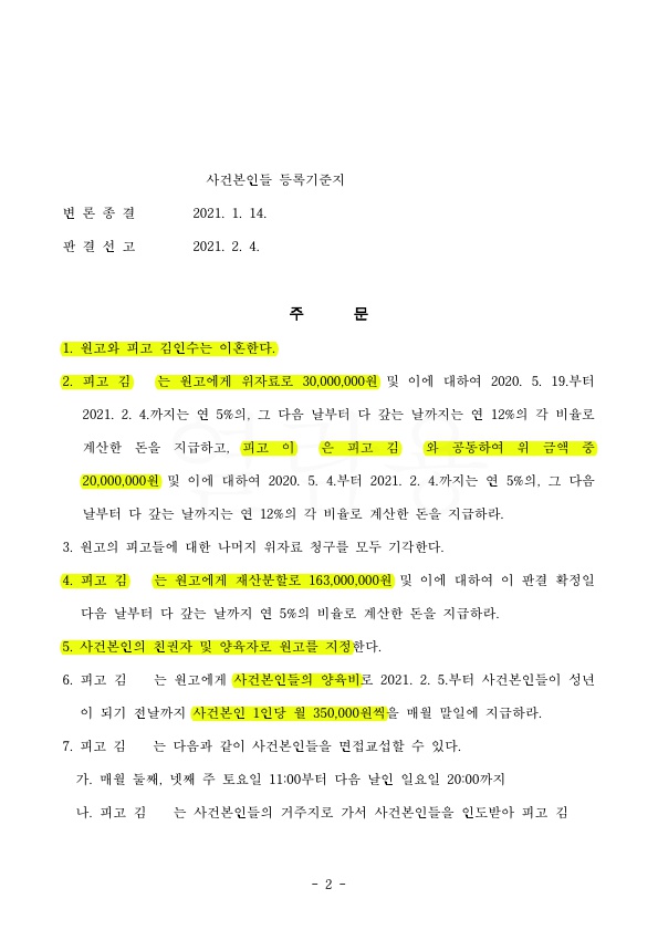 혼인 11년차 아내, 남편외도로 위자료 3천만원과 재산분할 40% 인정받고 승소 — 사례 자료 6