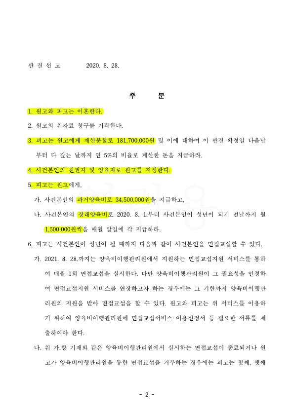 오랜 외국생활 기여도를 높게 인정받아 전업주부 재산분할 55% 승소! — 사례 자료 5