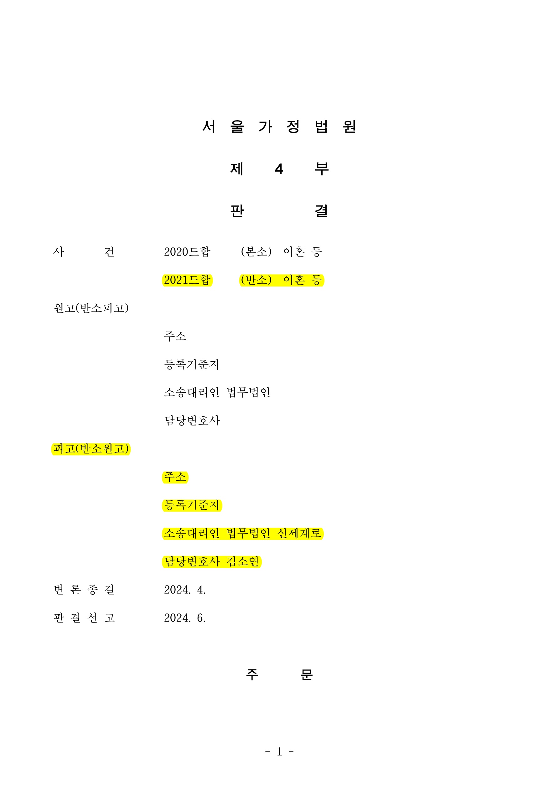 황혼이혼, 재산분할 60% 인정받으며 승소 — 사례 자료 4