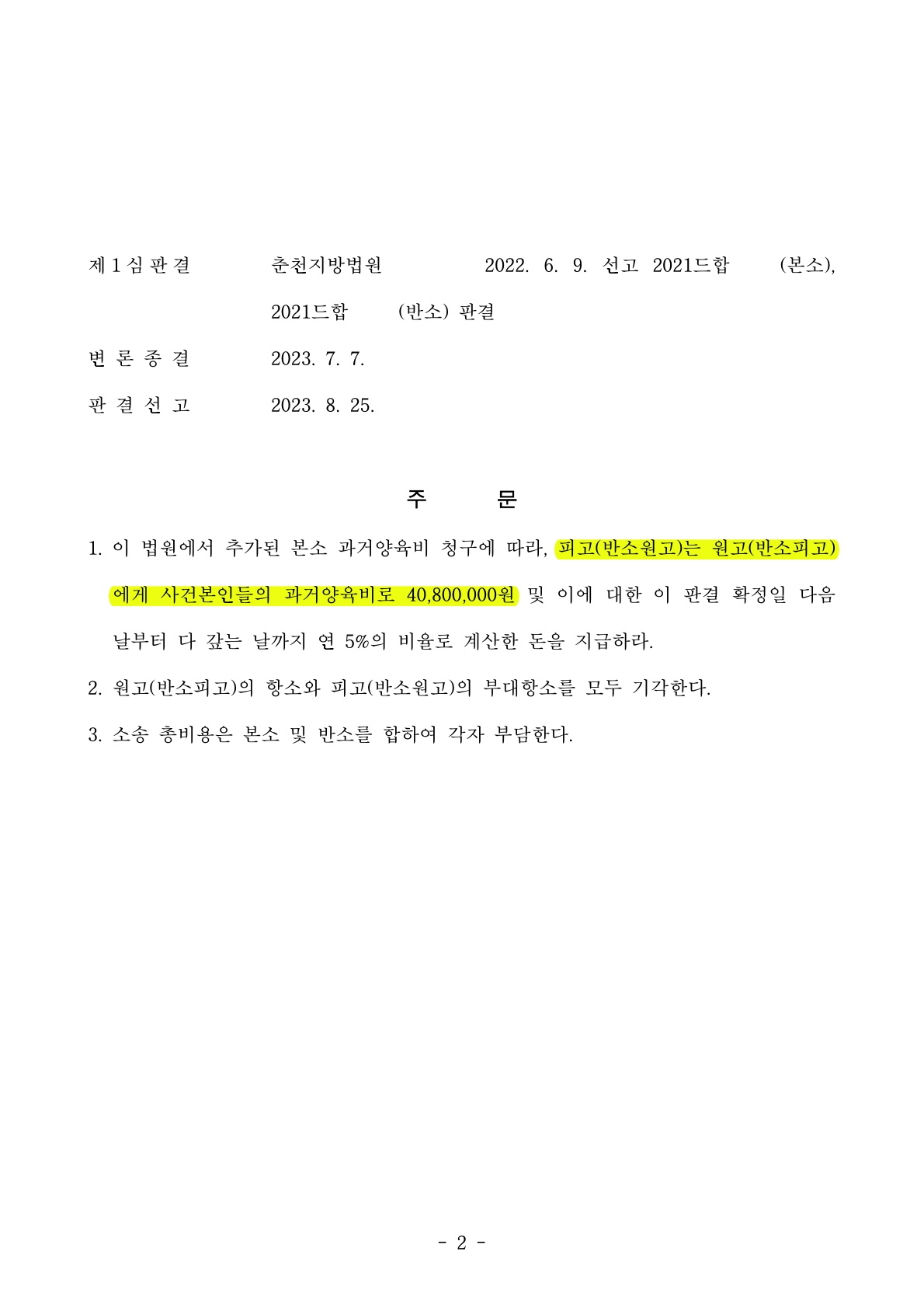1심에서 40% 인정된 상대방의 기여도를 실질적으로 20%로 방어, 항소심 재산분할 승소 — 사례 자료 5